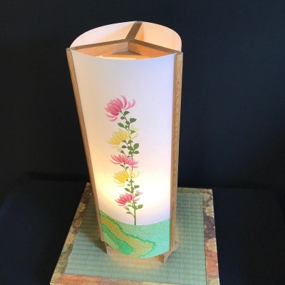 正絹着物生地で作ったおしゃれな行灯 花三様 あんどん あかり 夢あかり 099H821