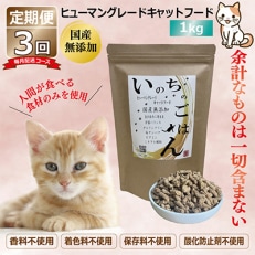 【毎月定期便】国産 無添加 キャットフード「いのちのごはん」1kg&times;全3回 099Z171