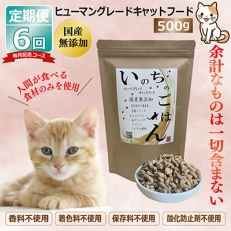 【毎月定期便】国産 無添加 キャットフード「いのちのごはん」500g&times;全6回 099Z174