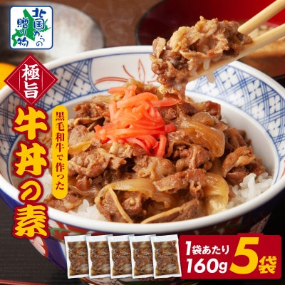 美味しくなってリニューアル!【黒毛和牛】で作った極旨牛丼の素(160g×5袋) 099H3432