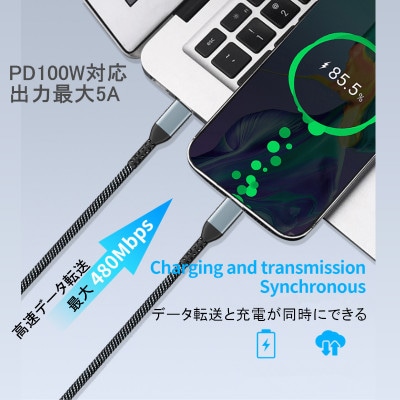 充電ケーブル スマホ ノートPC タブレット等に対応 Type C to C 充電 005A775