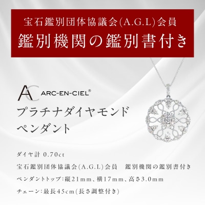 ARC-EN-CIEL　プラチナダイヤ0.70ctペンダント　【鑑別書付き】 J029-4