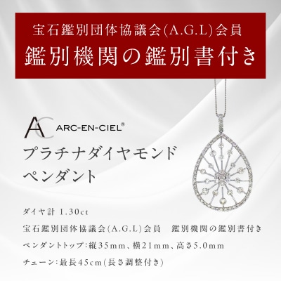 ARC-EN-CIEL　プラチナダイヤ1.30ctペンダント　【鑑別書付き】 J035-4