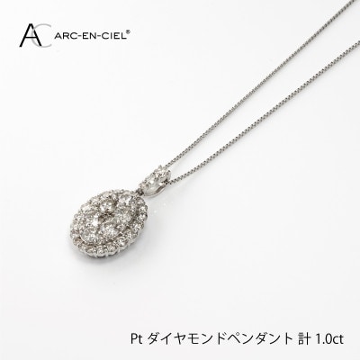 ARC-EN-CIEL　PTダイヤ1ct オーバルシェイプ形 ペンダント【鑑別書付き】J004-1