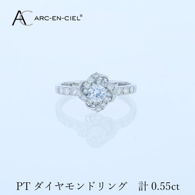 ARC-EN-CIEL PTダイヤリング 計0.55ct【鑑別書付き】サイズ『8号』 J057