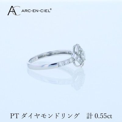 ARC-EN-CIEL PTダイヤリング 計0.55ct【鑑別書付き】サイズ『8号』 J057
