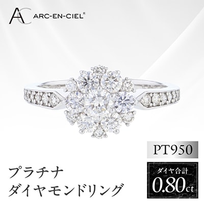 ARC-EN-CIEL PTダイヤリング 計0.8ct【鑑別書付き】サイズ『10号』