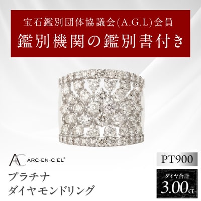 ARC-EN-CIEL PTダイヤリング(計 3.0ct)【鑑別書付き】サイズ14号 J007-4