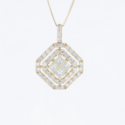 アルカンシェル18金YGダイヤペンダント(計 1.00ct)【鑑別書付き】J092