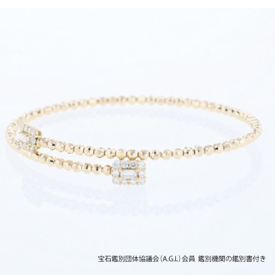 アルカンシェルYGダイヤ形状記憶バングル(計 0.52ct)【鑑別書付き】サイズM J095