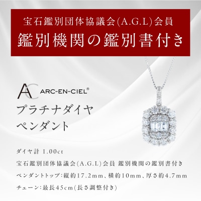 アルカンシェル プラチナダイヤペンダント(計 1.00ct)【鑑別書付き】 J104
