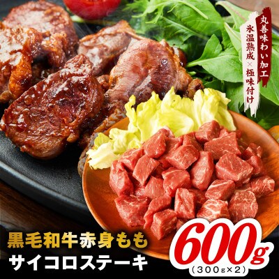 【氷温熟成×極味付け】黒毛和牛 赤身 もも サイコロ ステーキ 600g mrz0431