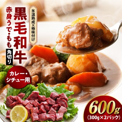 【氷温熟成×極味付け】黒毛和牛 赤身 うで・もも 角切り 600g 煮込み用 mrz0437