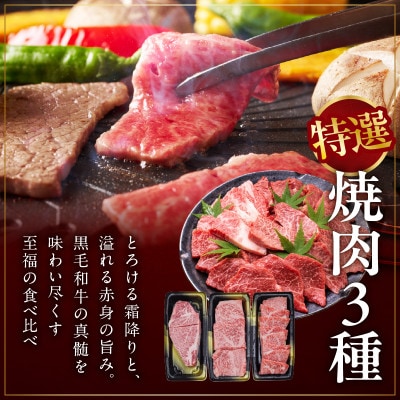 【お中元/熨斗】特選黒毛和牛 お肉の贈り物 焼肉 3種 360g 化粧箱入 mrz0467t