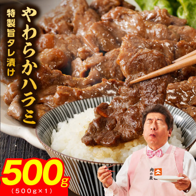やわらかハラミ 500g 氷温熟成×特製旨ダレ 味付き 訳あり サイズ不揃い 小分け mrz0476