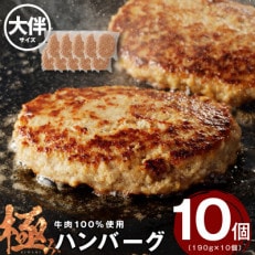 牛肉100% 極み ハンバーグ 10個 大判サイズ 099H1963