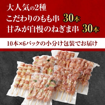 国産 焼き鳥 60本 総量1.8kg 小分け 10本×6P もも ねぎま おつまみ CFX0045
