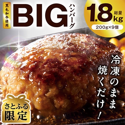 【さとふる限定】BIGハンバーグ 200g×9個 黒毛和牛入り CFX0026
