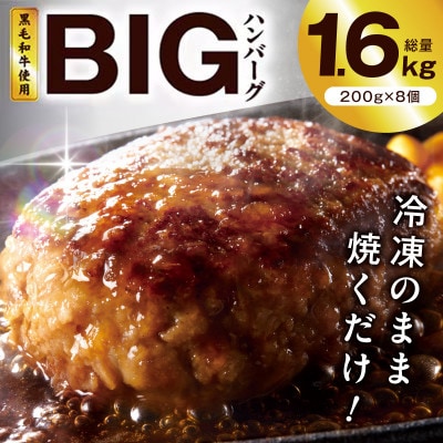 【冷凍のまま焼くだけ!】BIGハンバーグ 200g×8個 黒毛和牛入り BIGサイズ