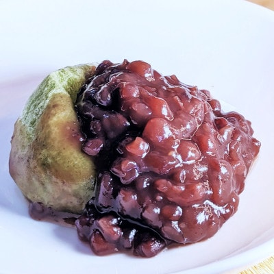 老舗和菓子屋さんの杵つき生丸餅(よもぎ)12個&つぶあん200g×3セット　099H1712