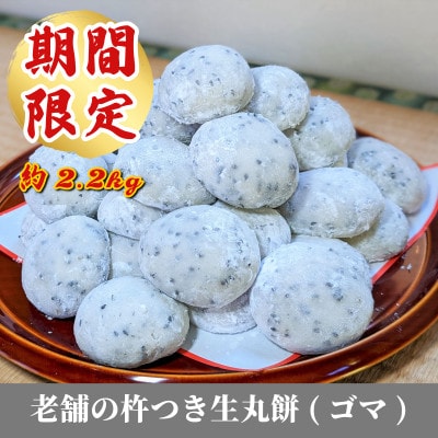 【期間限定】老舗の杵つきたて生丸餅 約44個 約2.2kg以上(黒胡麻) 015B258