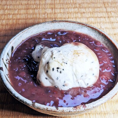 【期間限定】老舗和菓子屋さんの杵つき生丸餅(ゴマ)12個&つぶあん300g×3P 099H2560