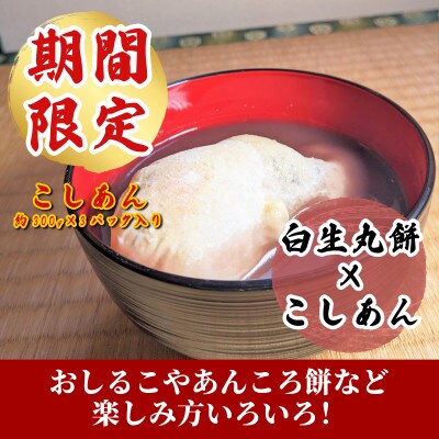 【期間限定】老舗和菓子屋さんの杵つき生丸餅(白)12個&こしあん300g×3セット 099H2561