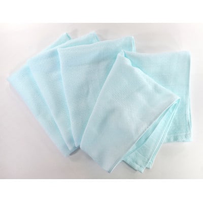 やわらかガーゼ フェイスタオル 4枚 水色 泉州産タオル　099H4316