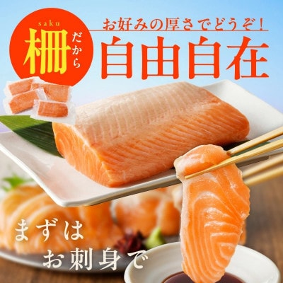 【10/1～寄附額改定】サーモン 1kg ポーション 小分け 刺身用 010B1719a