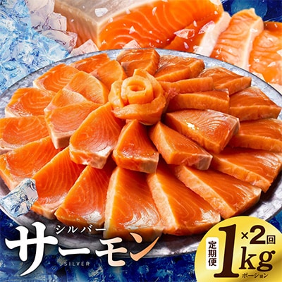 【毎月定期便】サーモン ポーション 小分け 刺身用 訳あり 1kg×全2回