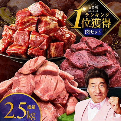 肉の泉佐野 福袋 3種 総量 2.5kg ファミリー向け【複数個口で配送】 099S022
