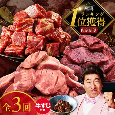 【毎月定期便】肉の泉佐野 3種 総量 4kg ファミリー向け全3回