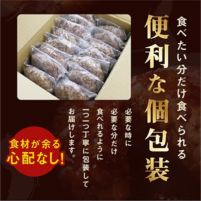 【毎月定期便】黒毛和牛入り 国産牛肉100% ハンバーグ 16個×全6回 G1724