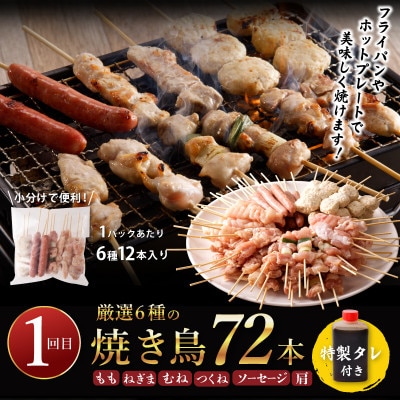 【毎月定期便】桜文 お楽しみセット 焼き鳥/牛タン/黒毛和牛 BIGハンバーグ 全3回 G1060
