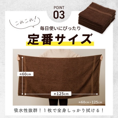 濃色カラーバスタオル 4枚セット(ブラウン) 010B1378