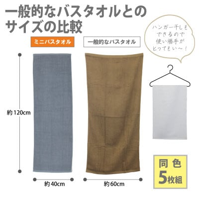 ミニバスタオル 5枚セット(ベージュ)40cm×120cm 500匁 099H2930
