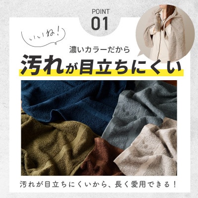 濃色カラー バスタオル 4枚セット(チャコール&サンドベージュ 各2枚)