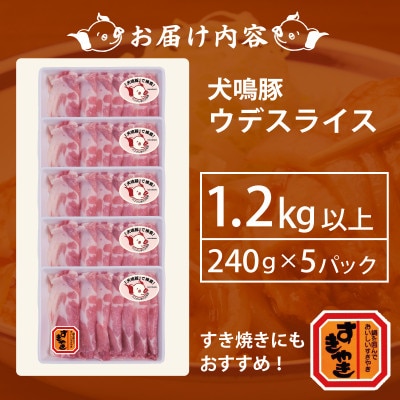 【泉佐野ブランド豚】犬鳴豚 うで スライス 1.2kg以上 小分け 5パック 099H2816