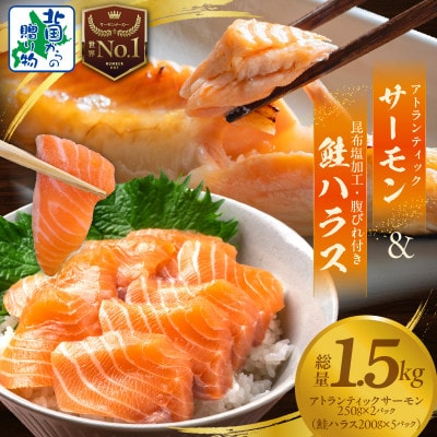 アトランティックサーモン 250g×2パック&訳あり 鮭ハラス 200g×5P 015B551