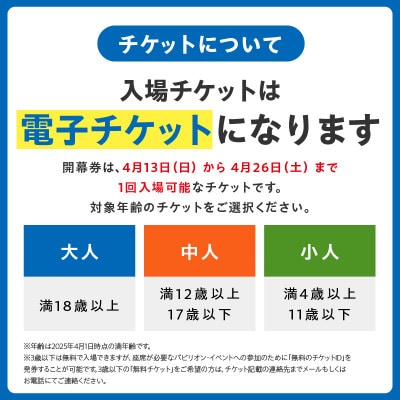 【開幕券】2025年日本国際博覧会 大阪・関西万博 入場チケット(大人1名分) 099W084