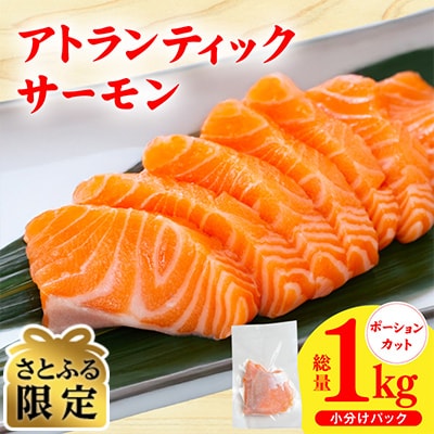 【さとふる限定】濃厚アトランティックサーモン1kg刺身用 冷凍 G3528