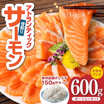 アトランティックサーモン 600g&しらす150g 小分け ポーション 柵切 刺身