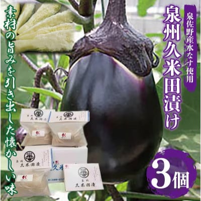 水なす ぬか漬け「泉州久米田漬け」3個 005A194