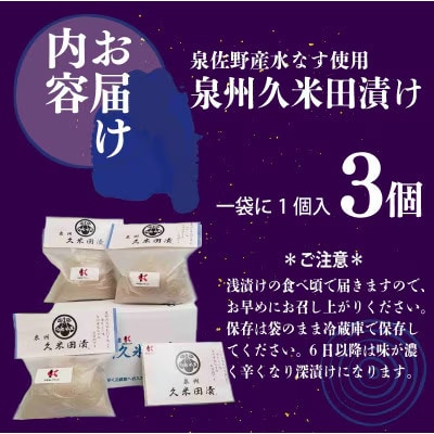 水なす ぬか漬け「泉州久米田漬け」3個 005A194