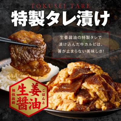 牛カルビ 焼肉用 タレ漬け+塩麹漬け 合計1kg(250g×各2袋)G3353