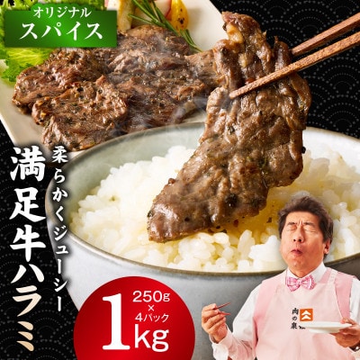 満足牛ハラミ　オリジナルスパイス仕込み 合計1kg　味付け 小分け 焼くだけ　G3356