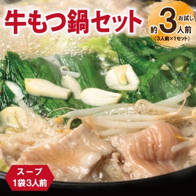 牛もつ鍋セット スープ付 お試し 約3人前【味付け 小分け 牛肉 ホルモン 醤油ベース】G3451