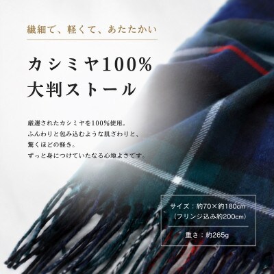 100%ピュアカシミヤ大判ストール チェック柄 Tartan