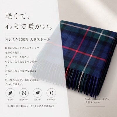 100%ピュアカシミヤ大判ストール チェック柄 Tartan