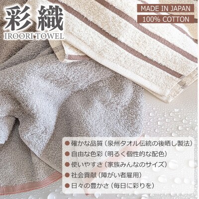 ALOHAS コンパクトフェイスタオル(ブラウン×ブルー) 1枚 泉州タオル 吸水